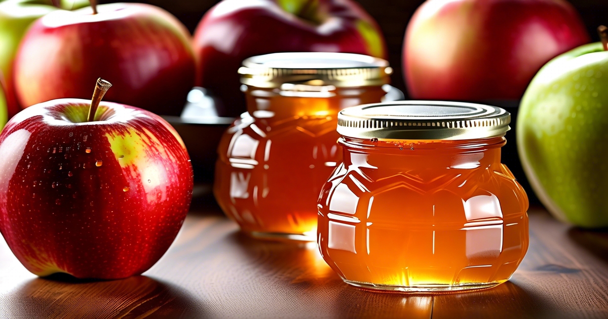 apple pectin weight loss - photo of red apples on a table with two jars of honey