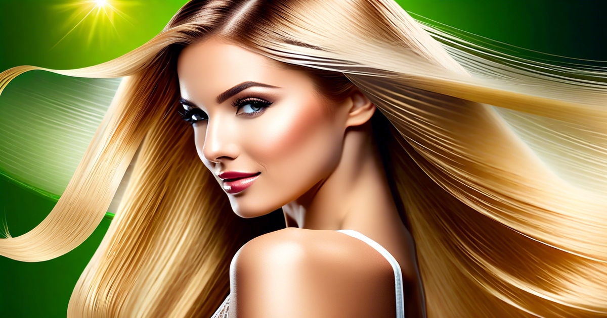 apple pectin shampoo - Drawing of a beautiful blond woman with flowing hair