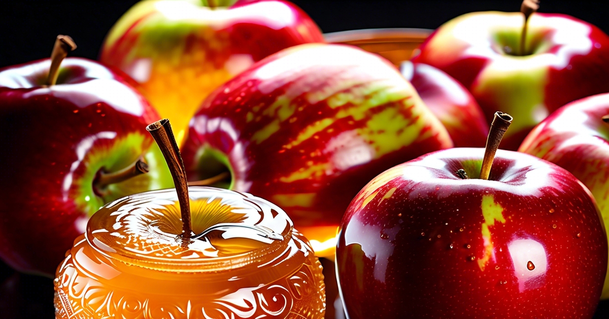 benefits of apple pectin - photo of apples on a table along with a honey jar in the shape of an apple