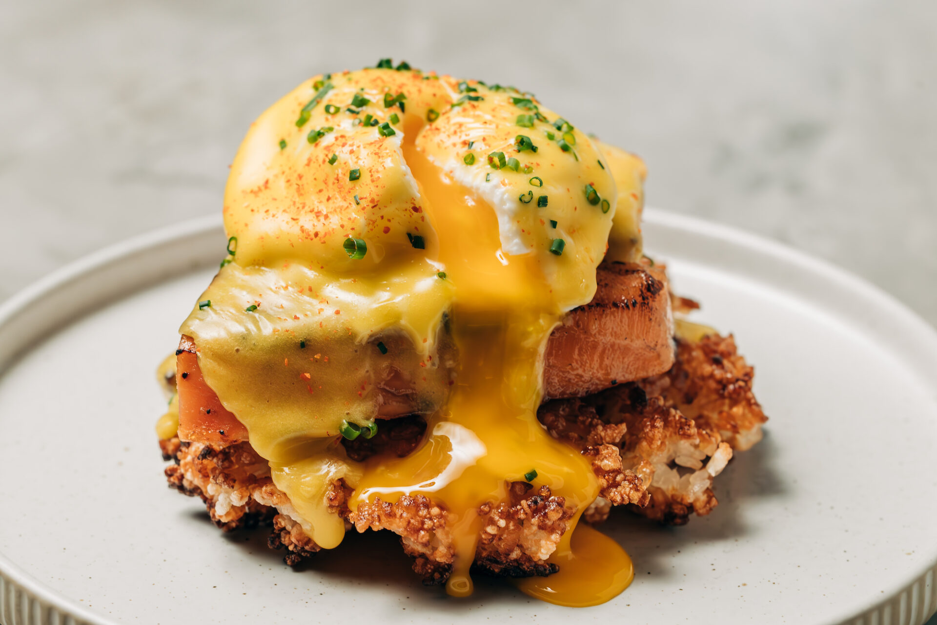 Sushi-San Lincoln Park Miso Salmon Benedict