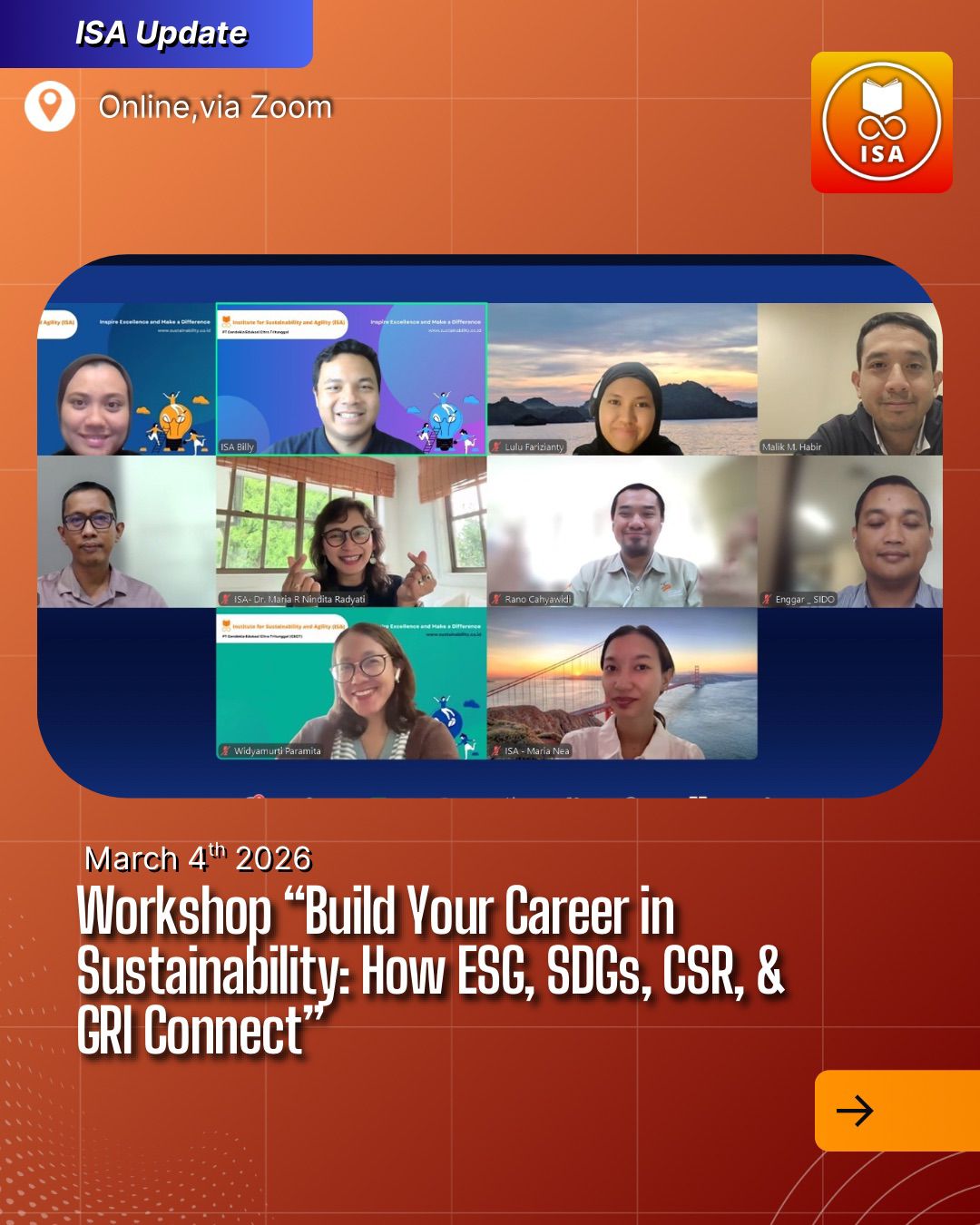 Workshop "Build Your Career in Sustainability: How ESG, SDGs, CSR, & GRI Connect.”
