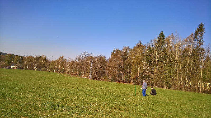 Skrývka ornice, vytyčení staveb, výkop