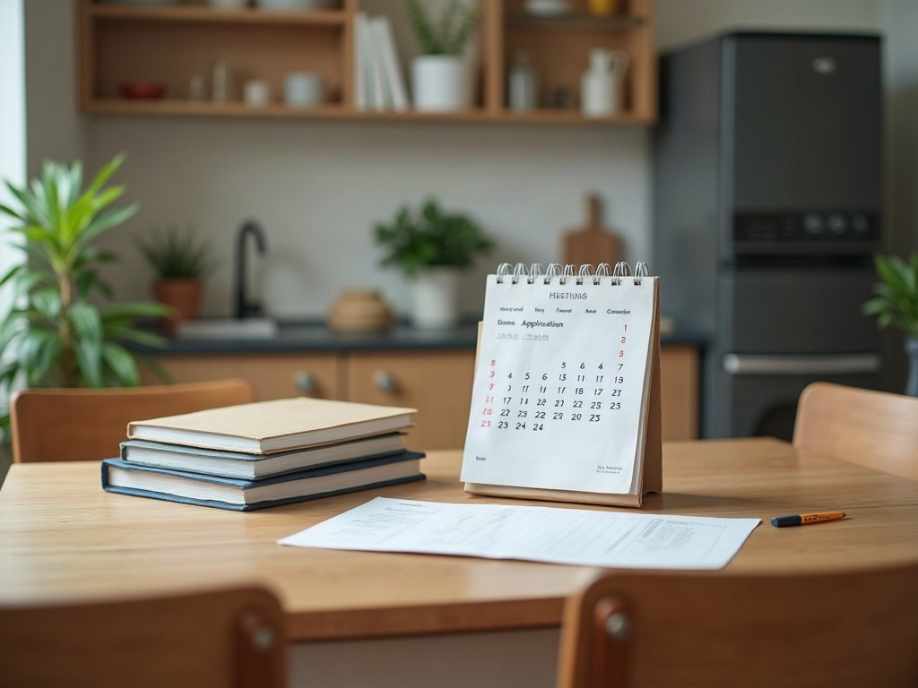 A student’s table with study materials and documents for Dutch university applications.