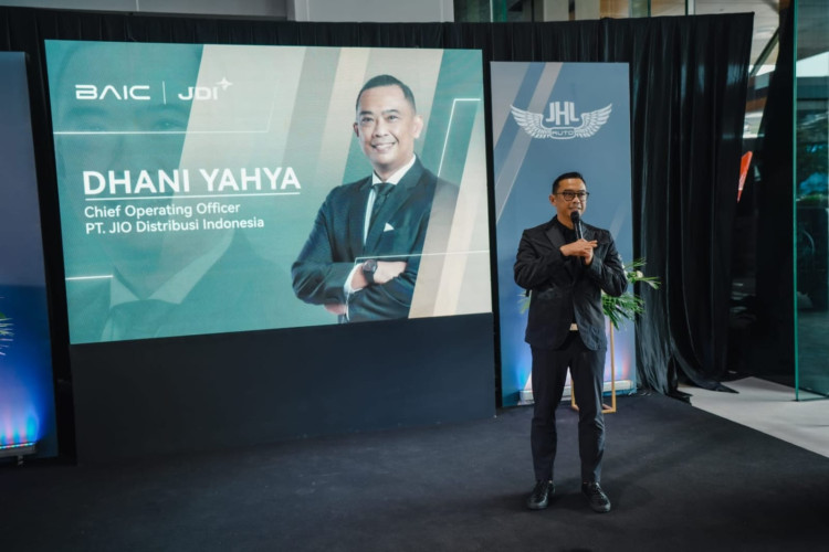 Dhani Yahya, Chief Operating Officer PT JIO Distribusi Indonesia pada konferensi pers (5/2/2025). (Foto: Audrey Aulivia W./SWA)