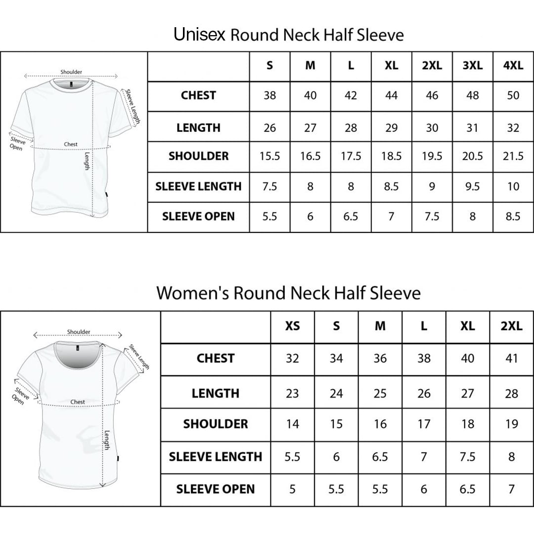 unisex t shirts sizing