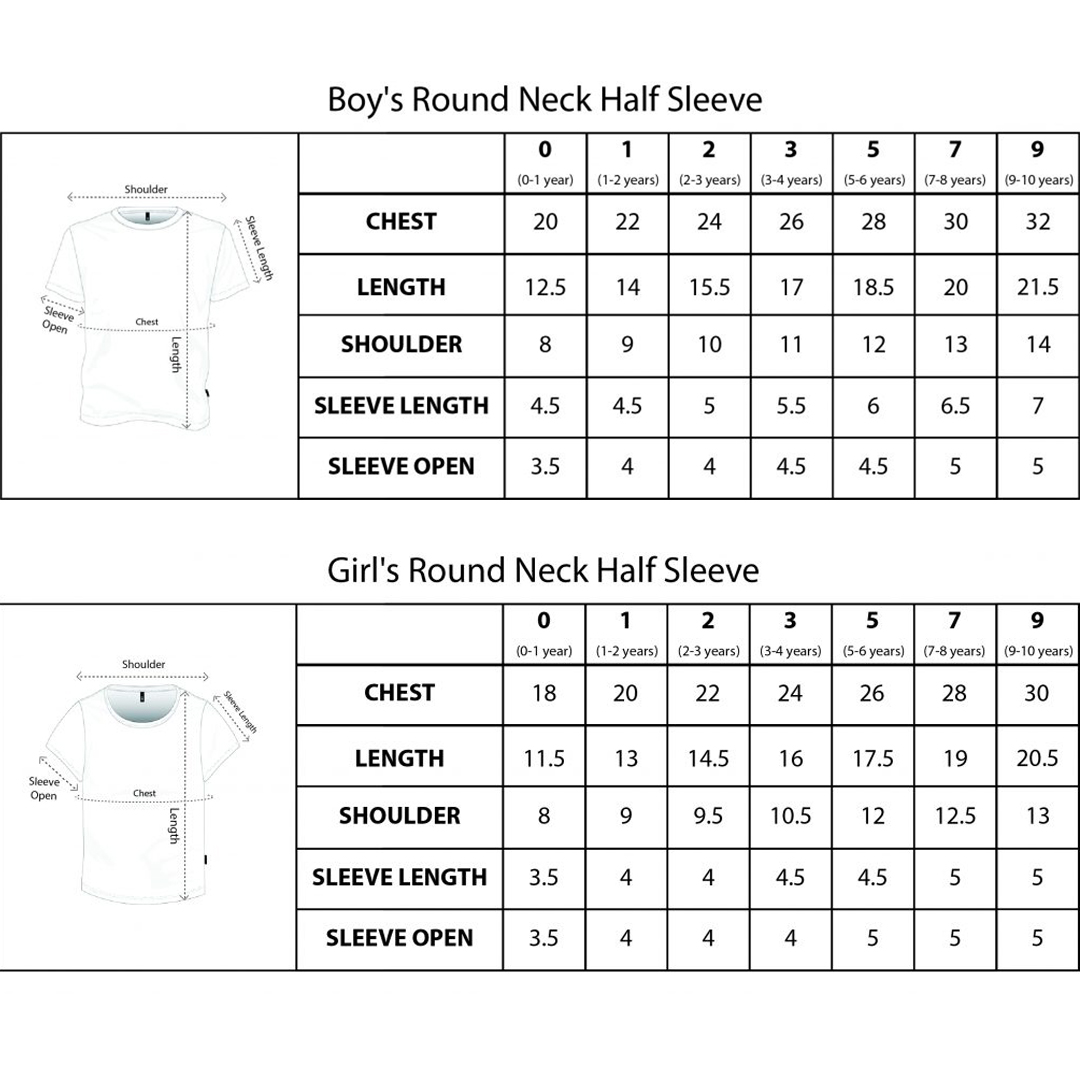 kid size chart shirt