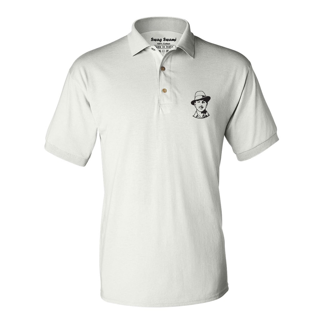 Bhagat Singh White Polo T Shirt