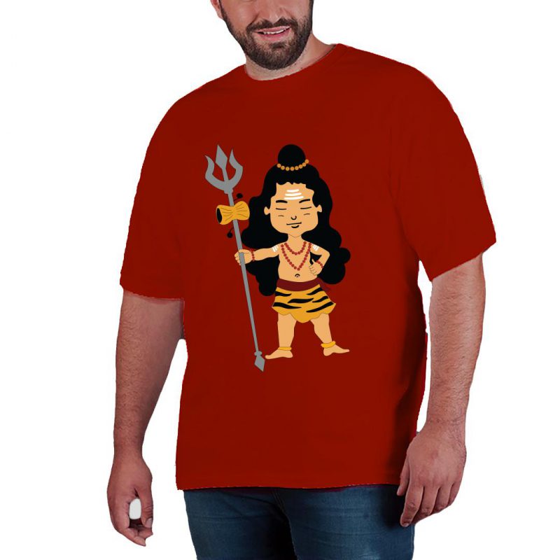 Cute Lord Shiva Holding Trishul Unisex Plus Size T Shirt Swag Swami