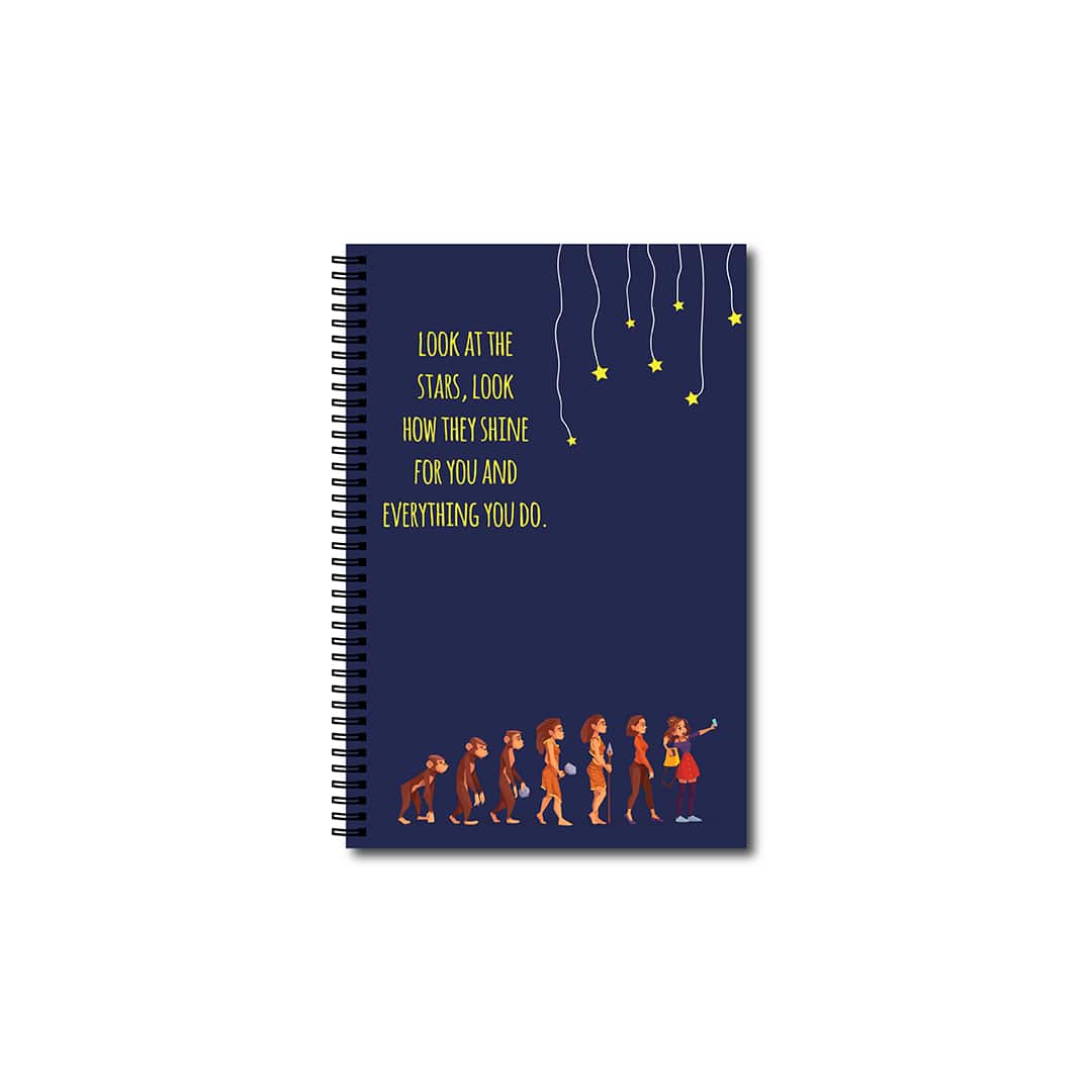 Swag Swami Stars And Selfie Evolution Quirky Notebook Front