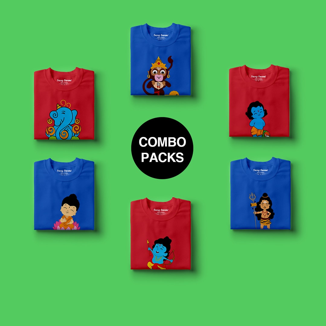 Cute Indian Gods Kids T Shirts Combo Pack 2
