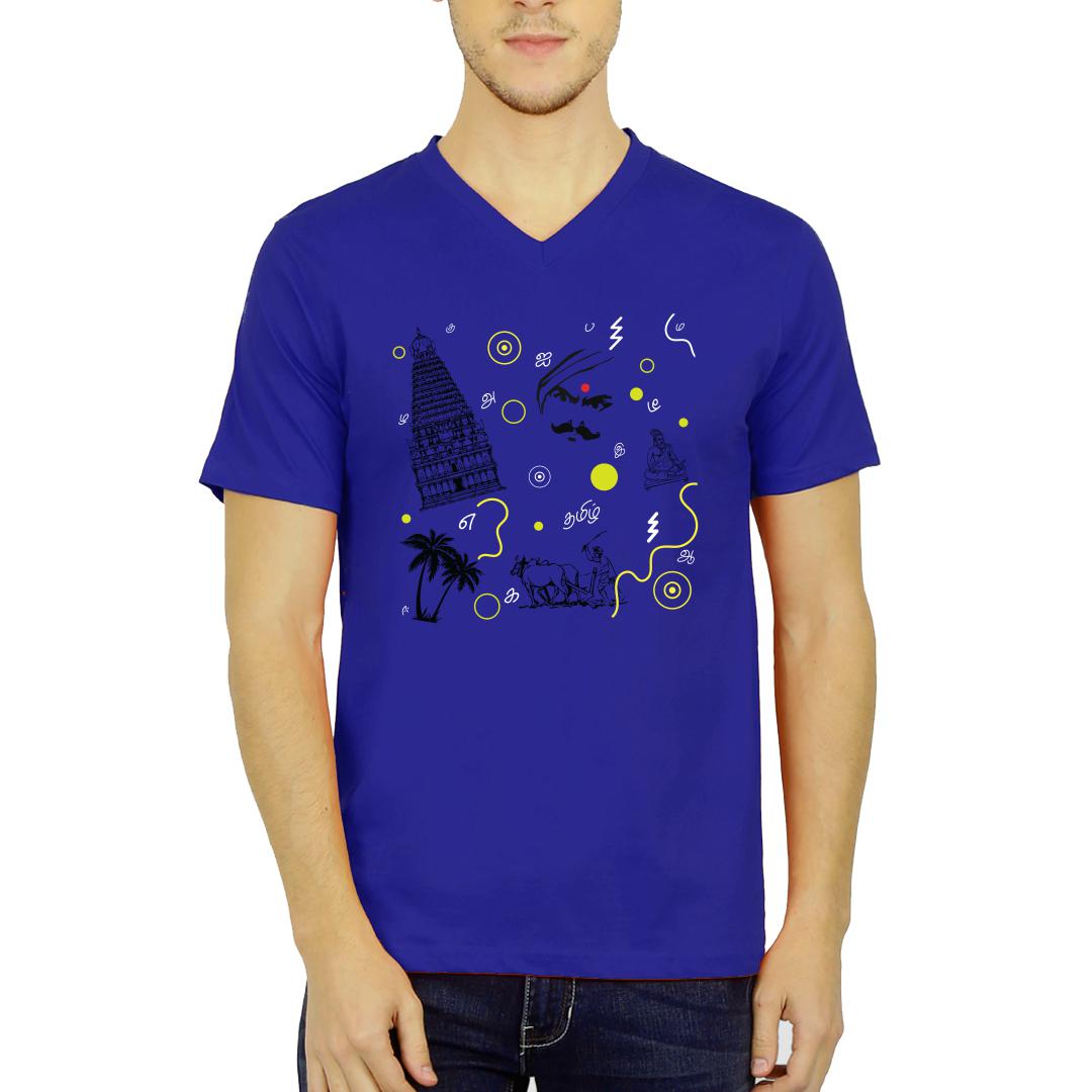 mens royal blue v neck t shirt