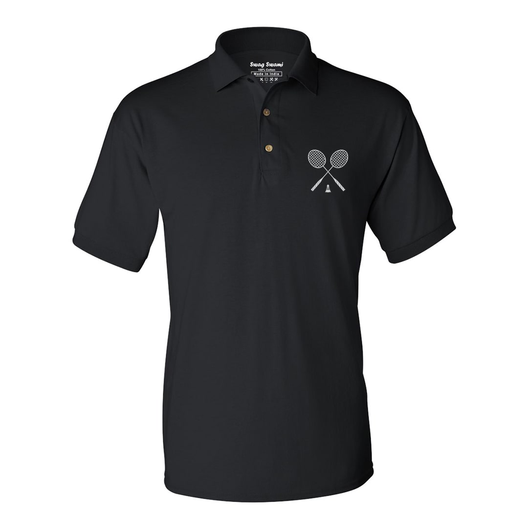 Badminton Unisex Polo T Shirt Black