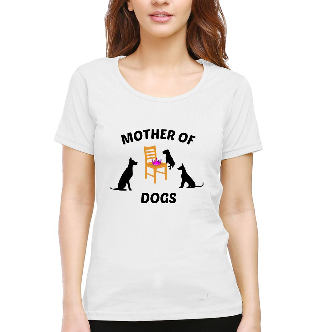 B82678c9 Mother Of Dogs Pet Mom Women Round Neck T Shirt White Front