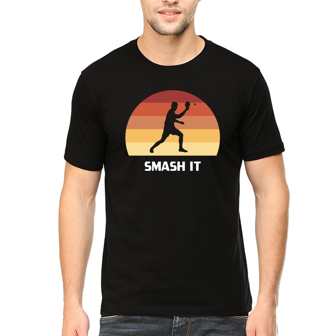 85351f73 Smash It Table Tennis Ping Pong Retro Vintagemen Round Neck T Shirt Black Front