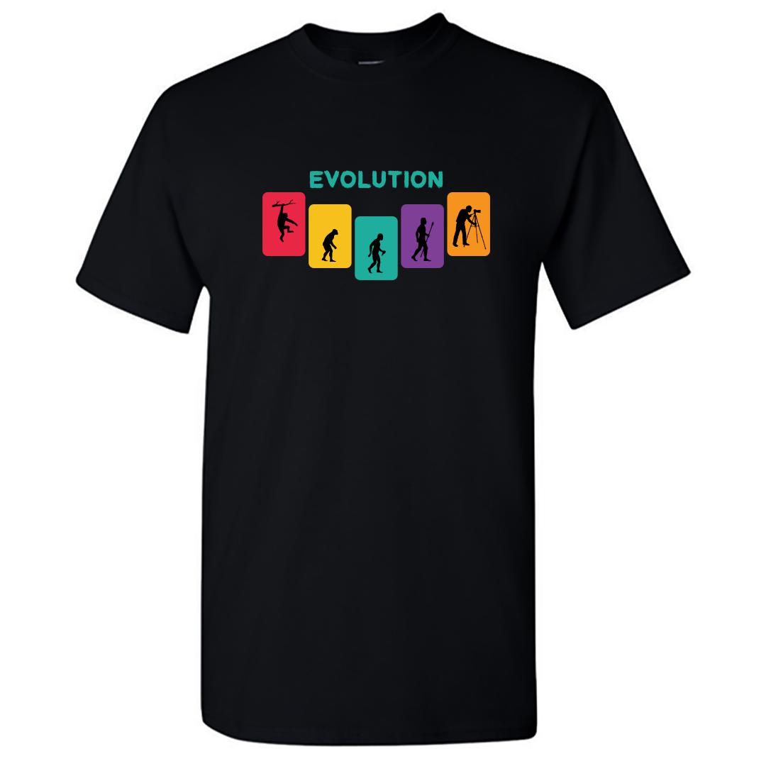 Ad56868a Evoultion Of Photographer Quirky Photographer Gift Round Neck T Shirt Black Front