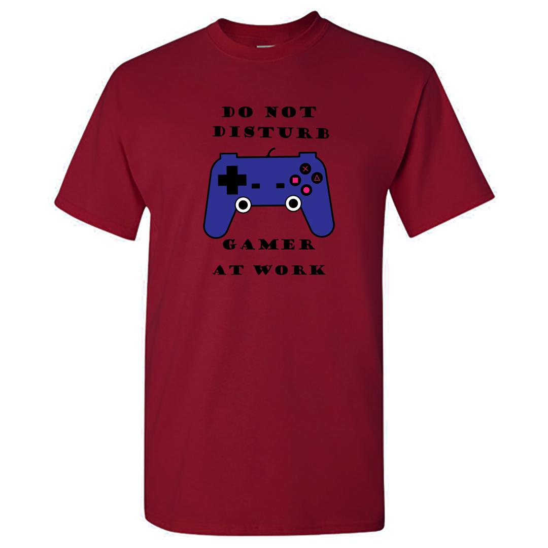 C2896aad Do Not Disturb Gamer At Work Round Neck T Shirt Maroon Front