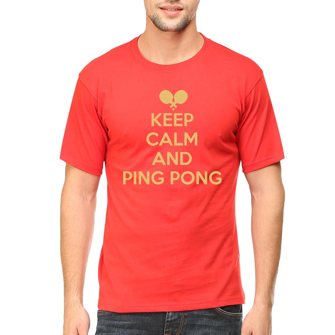 44b8a81c Keep Calm And Ping Pong Table Tennis Tt Playermen Round Neck T Shirt Red Front