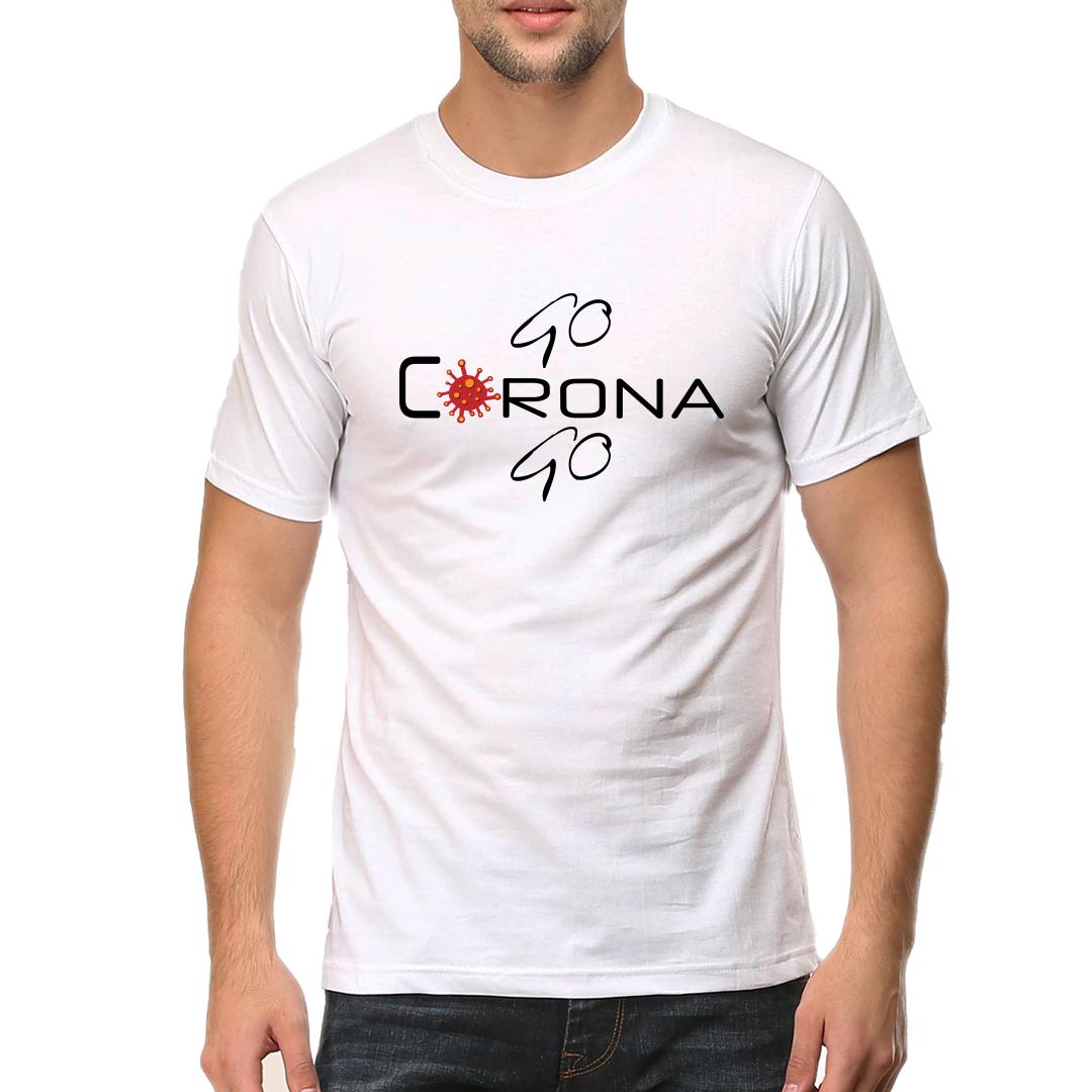 5cf09a29 Go Corona Go Blackmen Round Neck T Shirt White Front