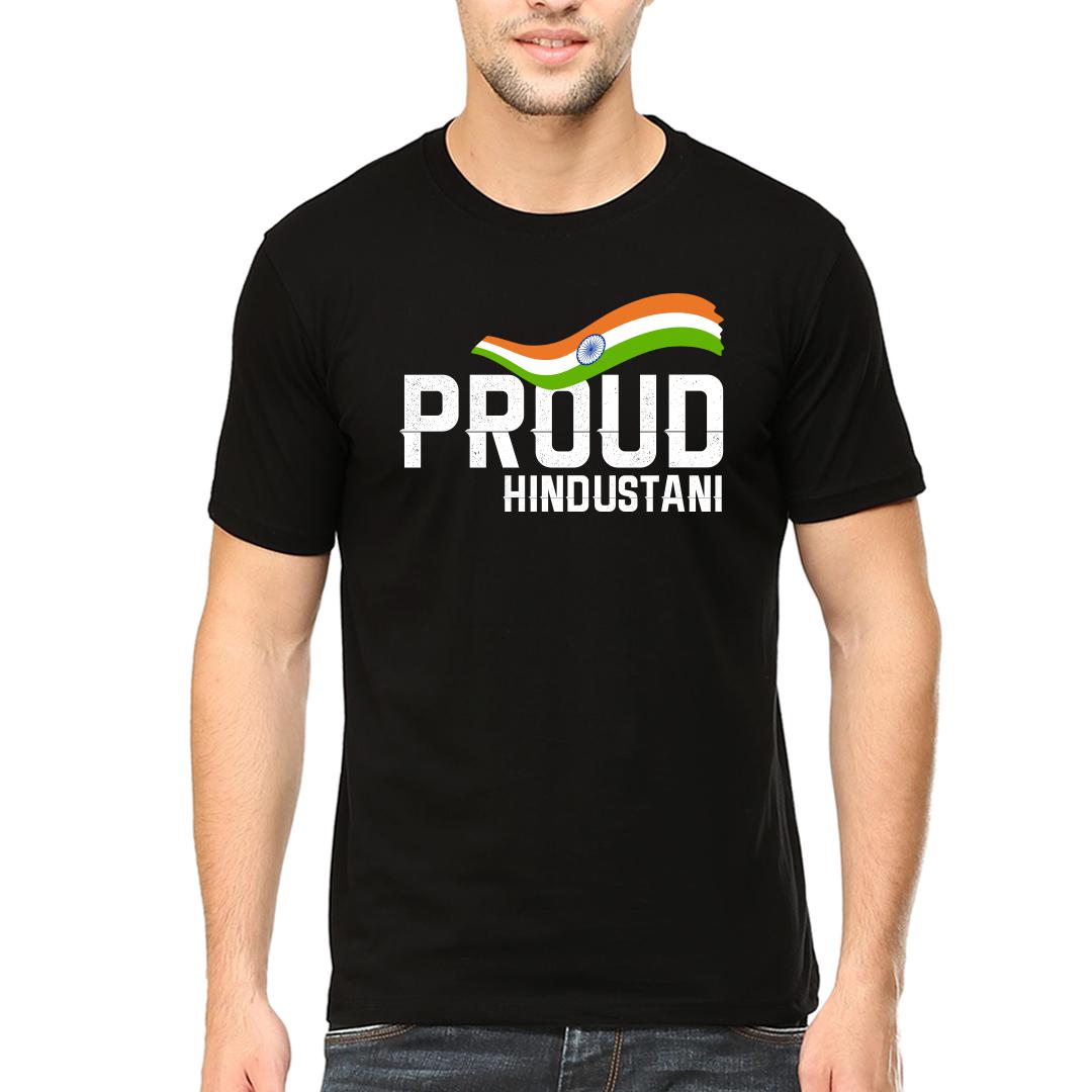 71a1210f Proud Indian Hindustanimen Round Neck T Shirt Black Front