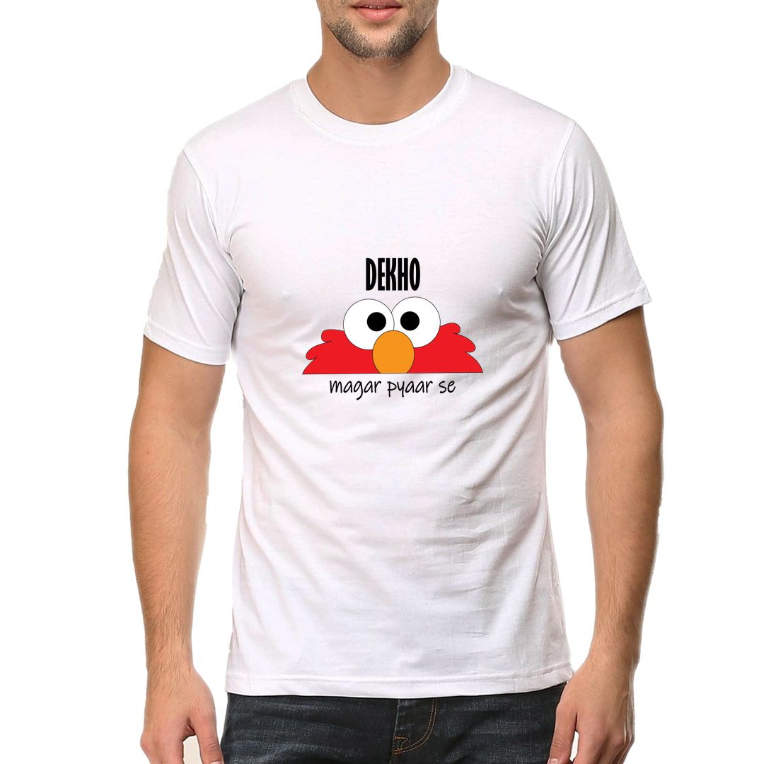 1ac3f705 Dekho Magar Pyaar Se Men T Shirt White Front.jpg