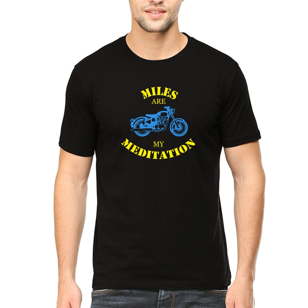 531c75c9 Miles Are Meditation For Bikers And Bike Lovers Men T Shirt Black Front.jpg