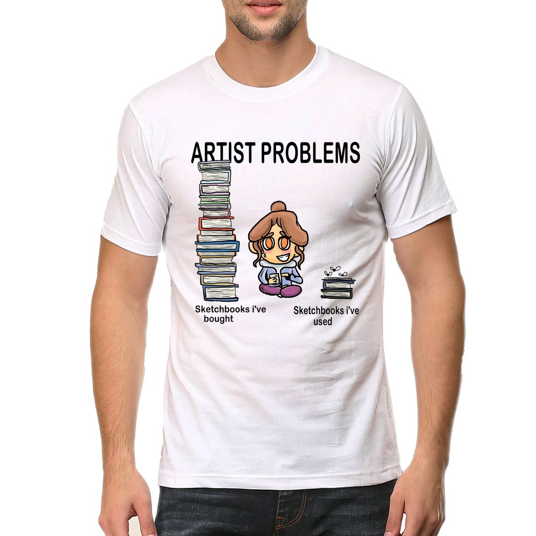 A62cdbc3 Artist Problems 2 Sketchbooks Men T Shirt White Front.jpg