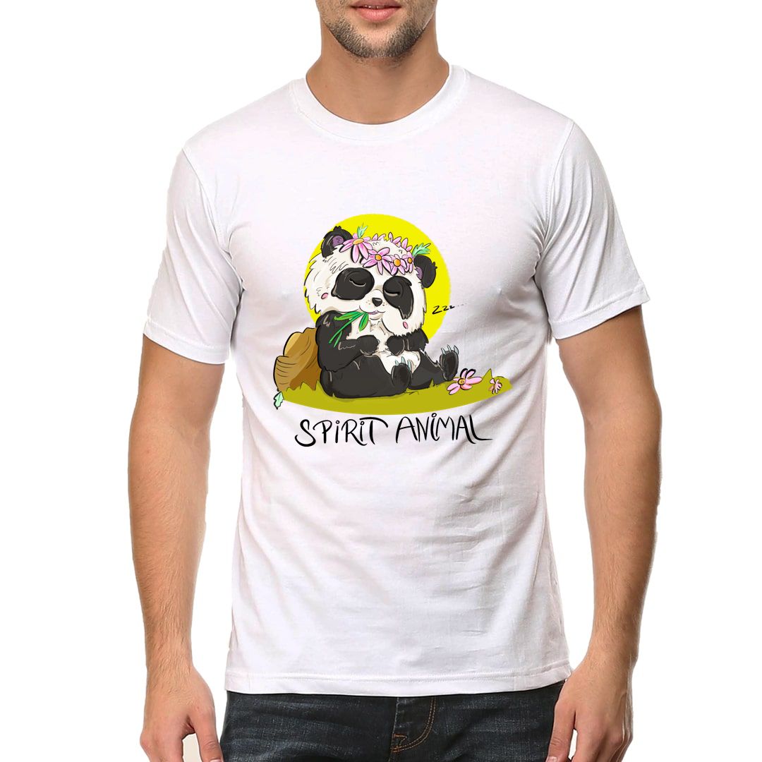 E71c3c57 Panda Snooze Men T Shirt White Front.jpg