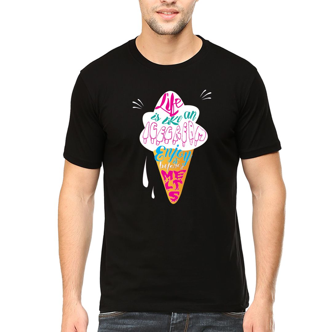 Ea2a39b3 Life Is Like An Icecream Enjoy It Before It Melts Men T Shirt Black Front.jpg