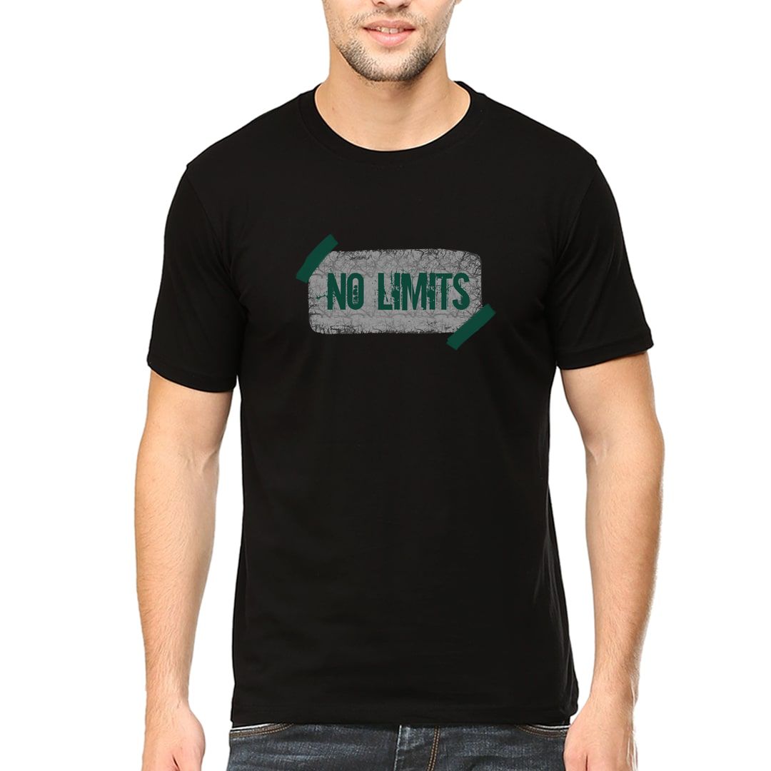 07245d15 No Limits Slogan For Fearless Or Fitness Freak People Men T Shirt Black Front.jpg