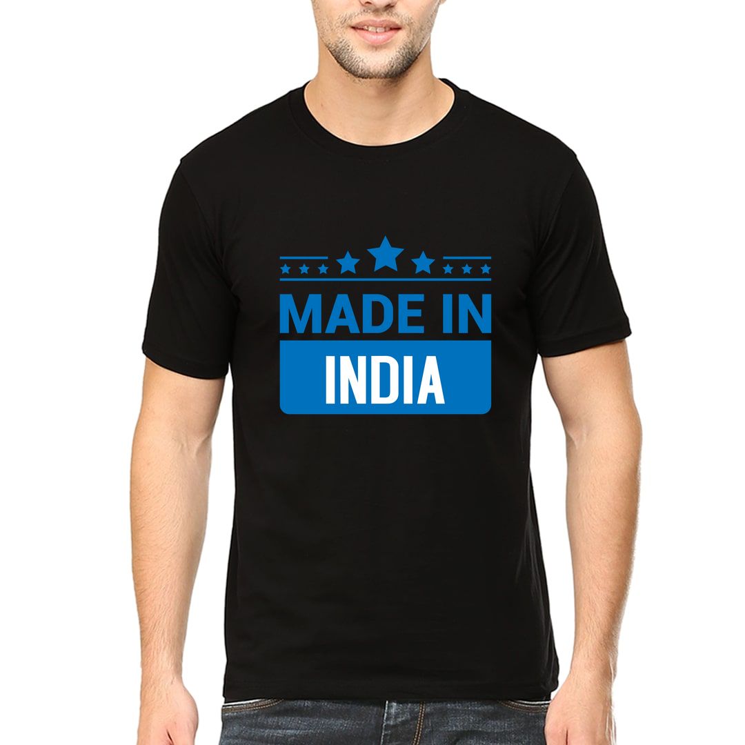 4a3ede92 Made In India For Patriotic Indians Men T Shirt Black Front.jpg