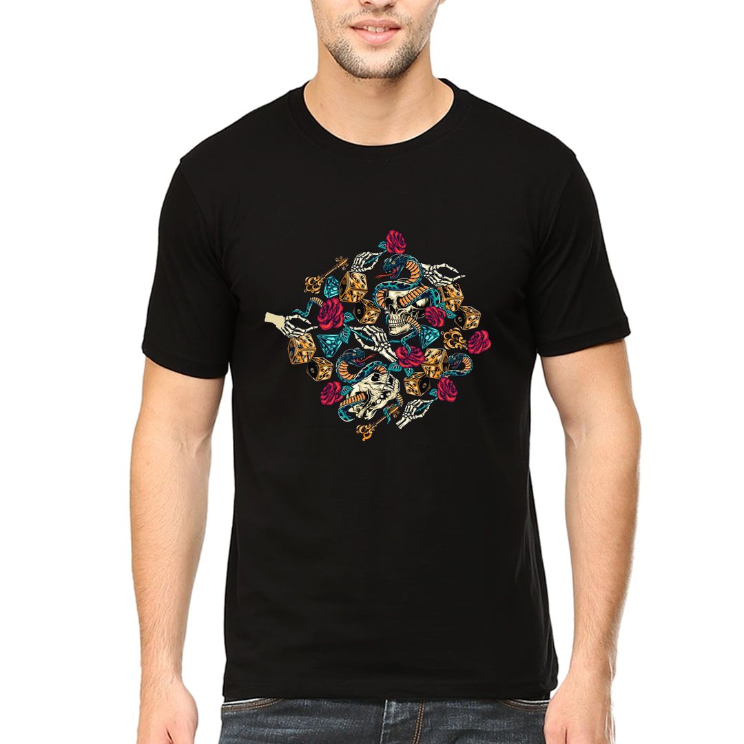 7ca499fd Skulls And Roses Men T Shirt Black Front.jpg