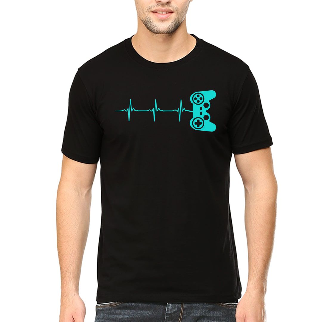 12debf41 Gamer Heartbeat For Gaming Geeks Men T Shirt Black Front.jpg