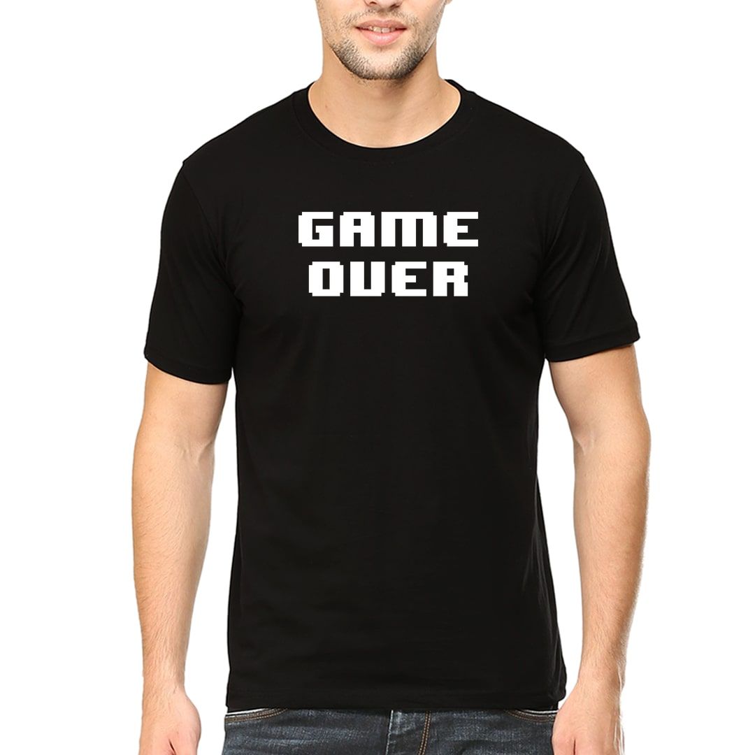 2c0d72b8 Game Over 8 Bit Retro Gaming Nostalgia Men T Shirt Black Front.jpg