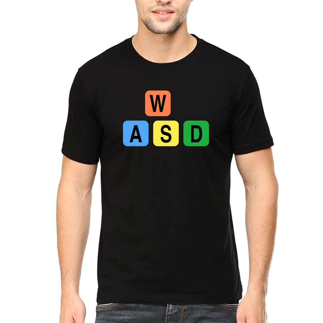 4c7b4bca Wasd Asdw First Person Shooter Gaming Geeky Men T Shirt Black Front.jpg