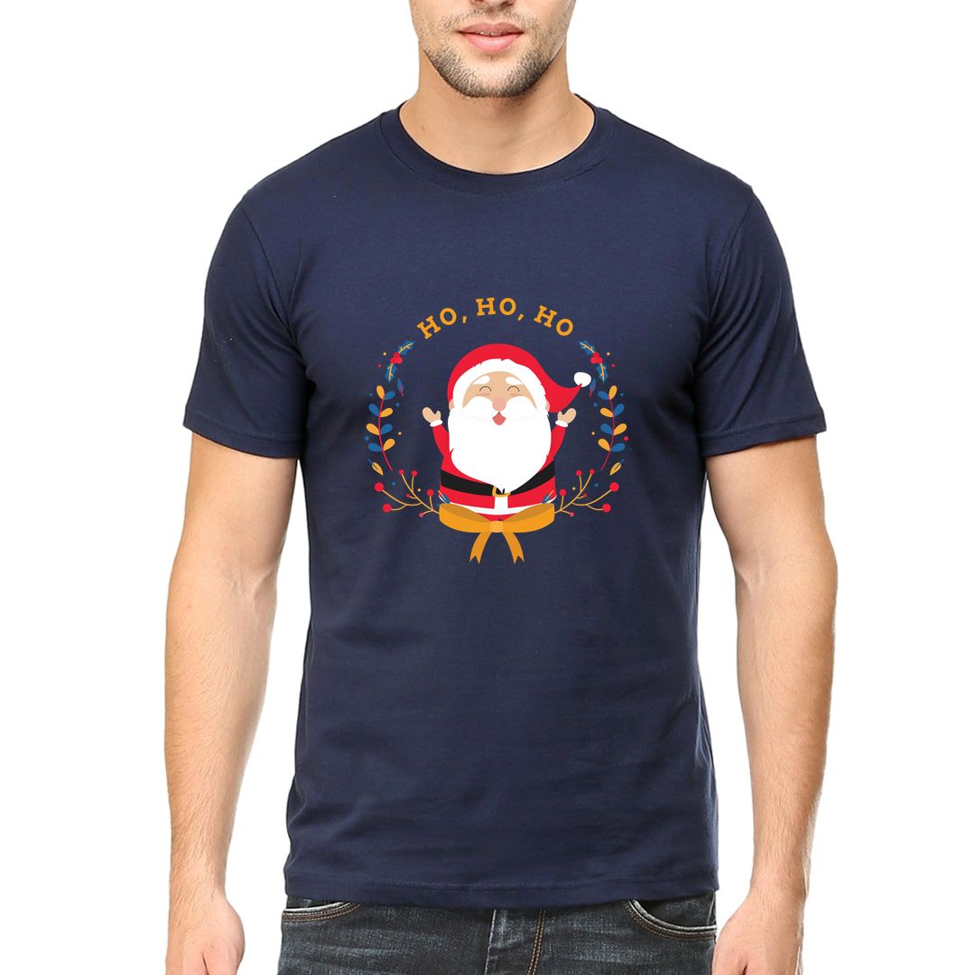 5441722c Ho Ho Ho Christmas Santa Claus Special Men T Shirt Navy Front.jpg