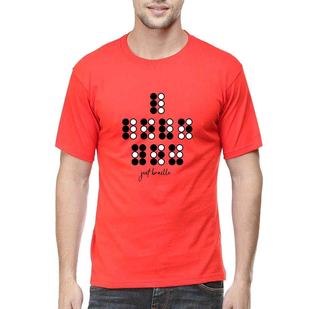 Acf12898 Just Braille Men T Shirt Red Front.jpg