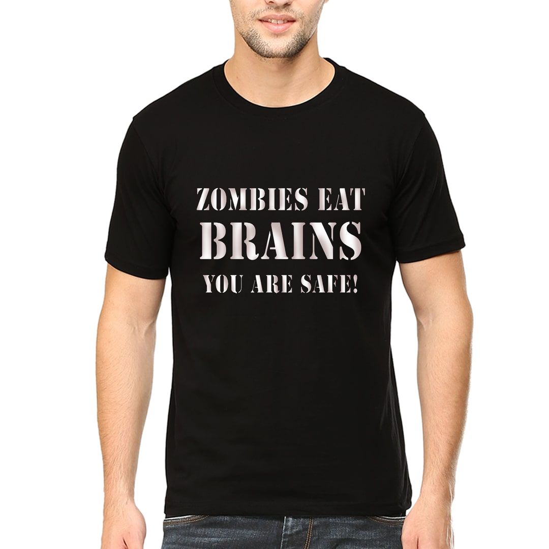 C126482d Zombies Eat Brains You Are Safe Men T Shirt Black Front.jpg