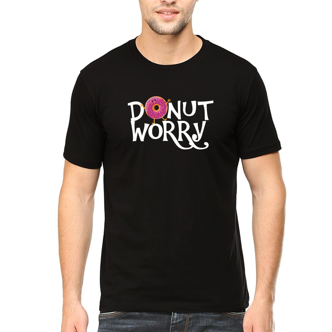 D6cde340 Donut Worry For Doughnut Lovers Men T Shirt Black Front.jpg