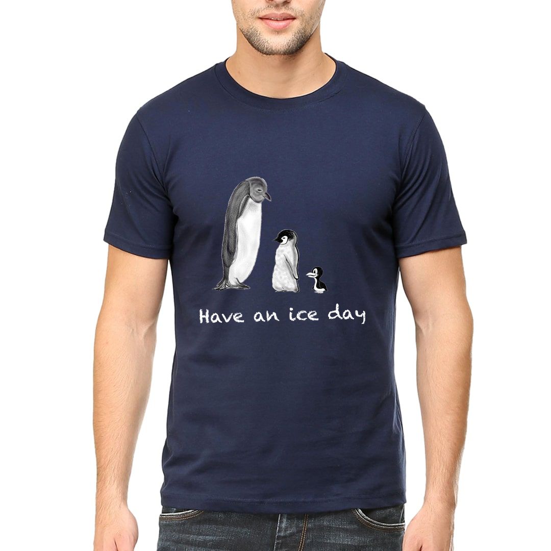 E34a71e1 Have An Ice Day Penguin For Winter Cold Cozy Weather Men T Shirt Navy Front.jpg