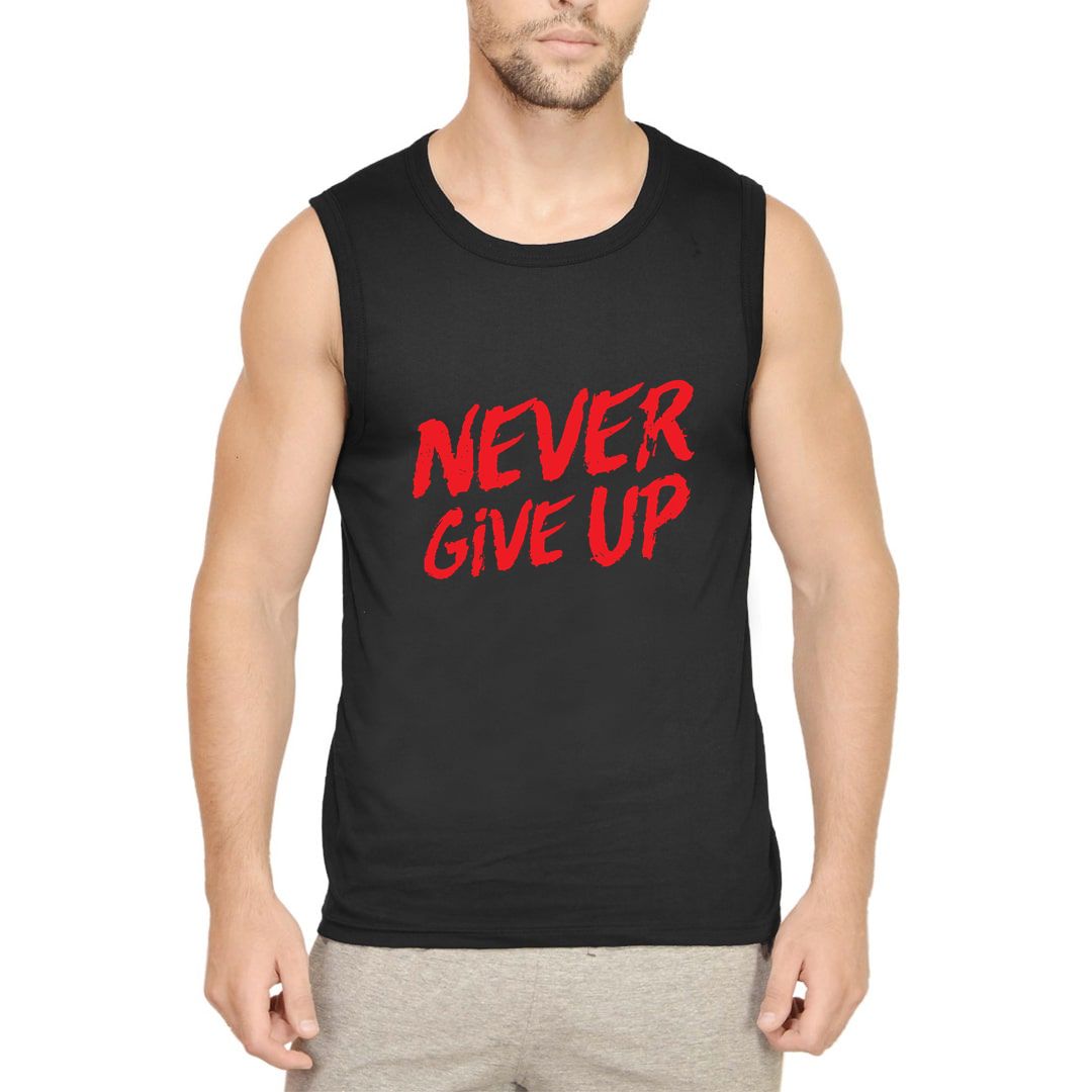 Never Give Up Men's V Neck T Shirt - Swag Swami