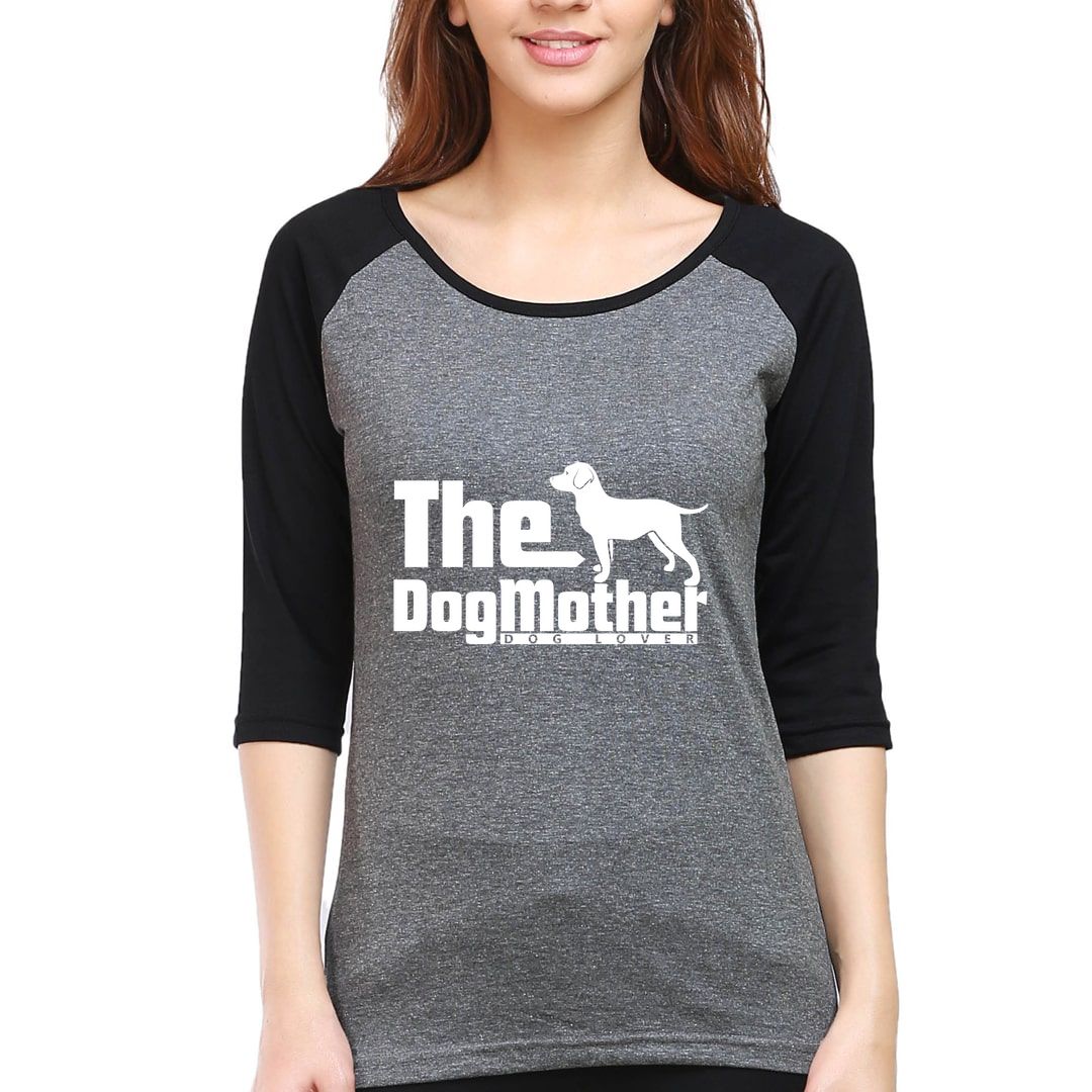 018d301f The Dog Mother Women Raglan Elbow Sleeve T Shirt Black Charcoal Front.jpg