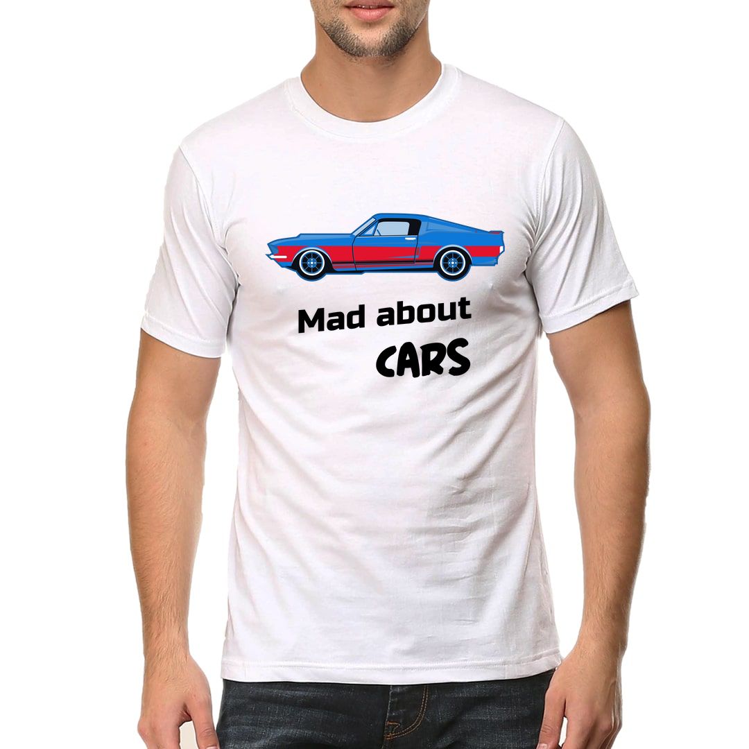 1ea18bd7 Mad About Cars Men T Shirt White Front.jpg