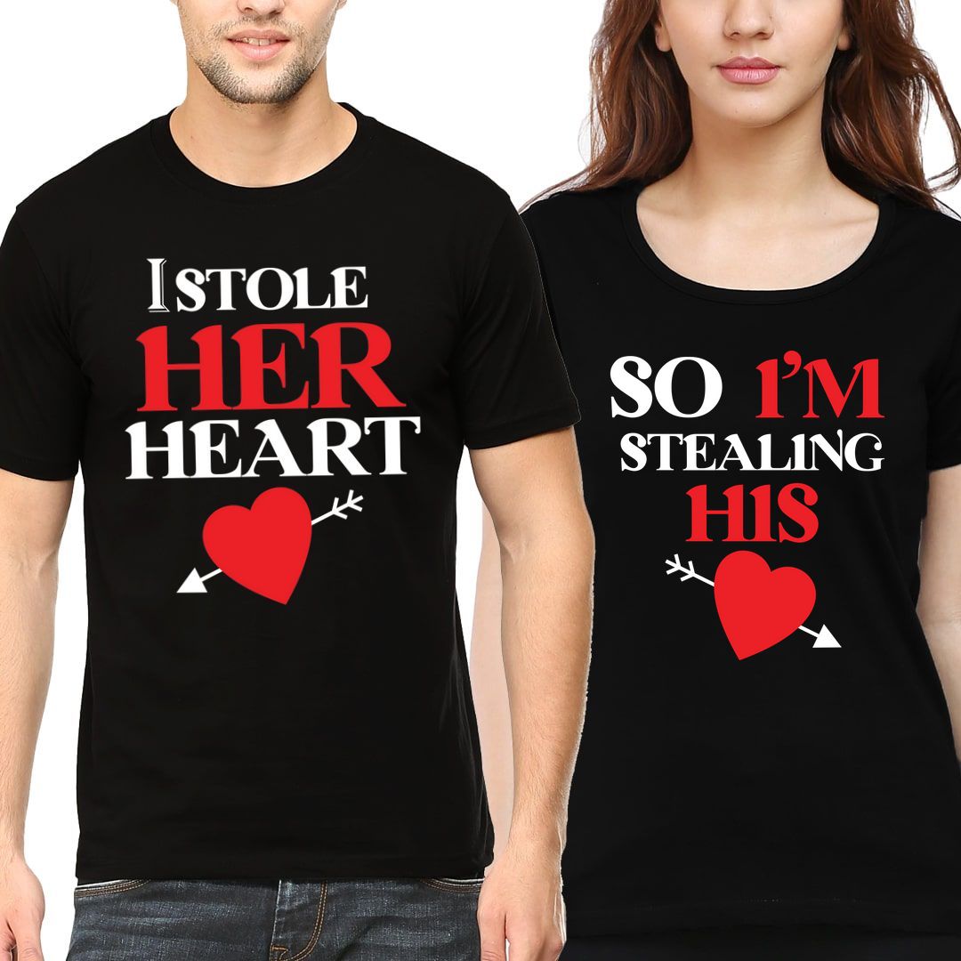 I Stole Her Heart So I'm Stealing His Last Name Couple T Shirts (Pack ...