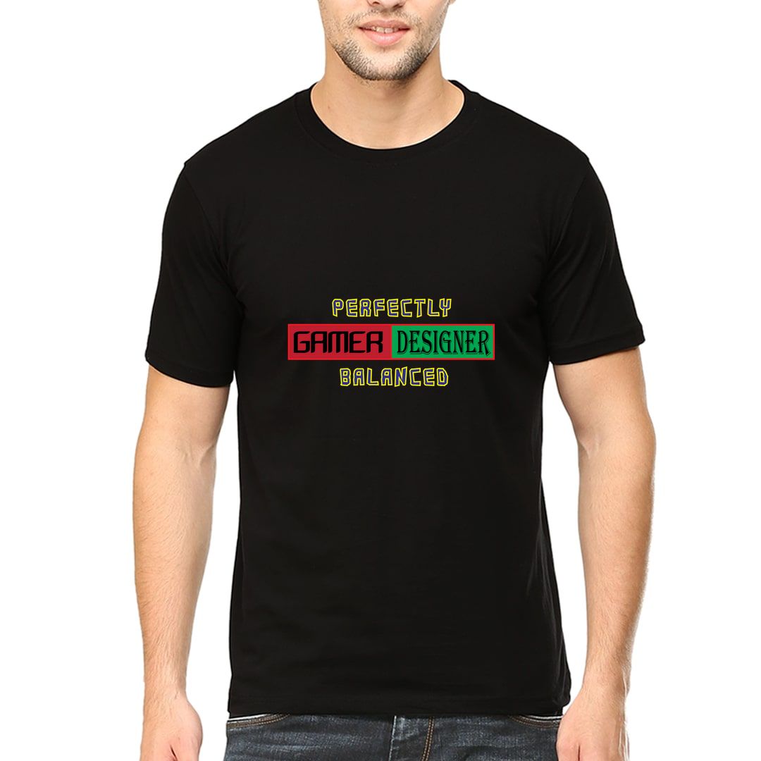 60863604 Gamer Designer Perfectly Balanced Men T Shirt Black Front.jpg