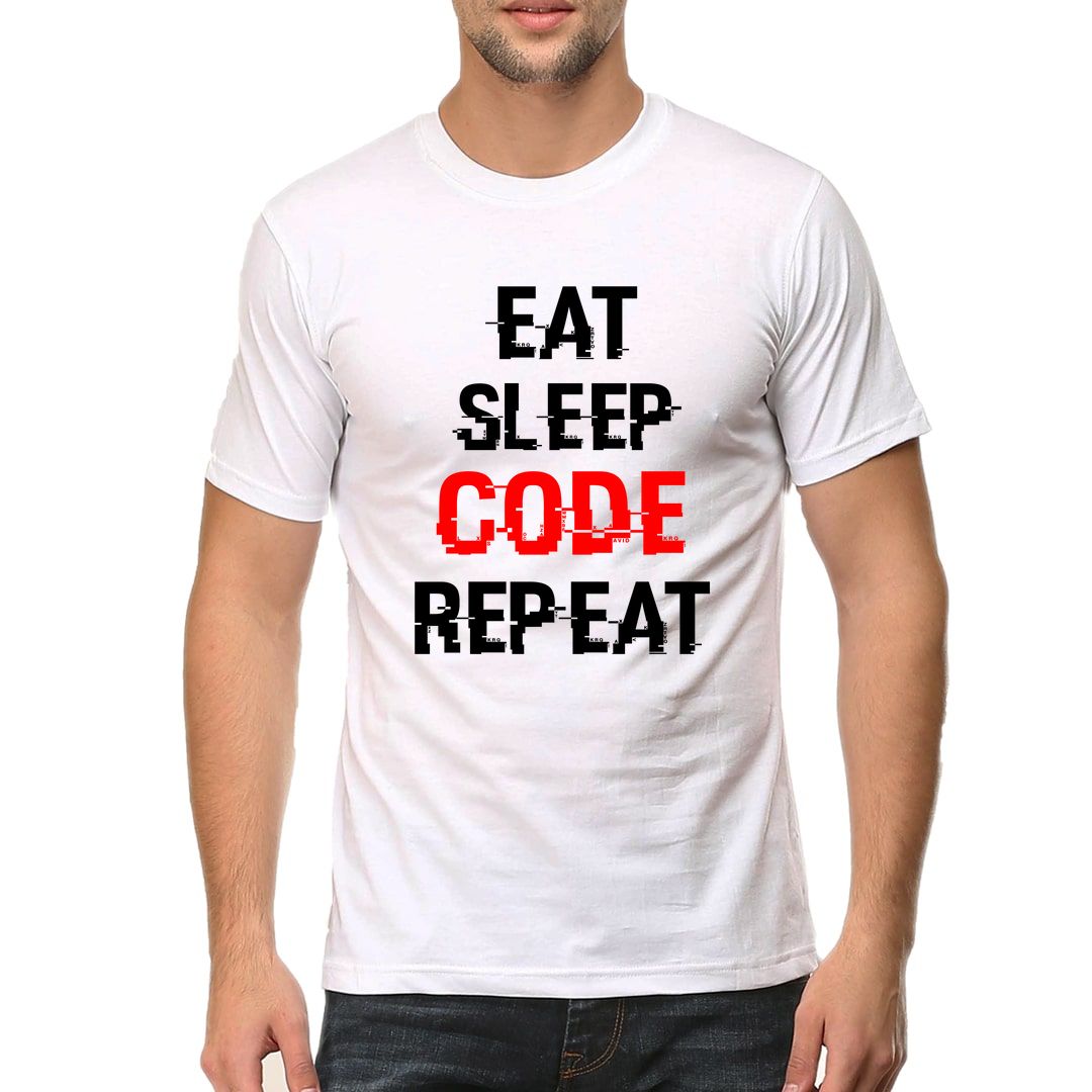 6df412e0 Eat Sleep Code Repeat Slogan For Coders Men T Shirt White Front.jpg