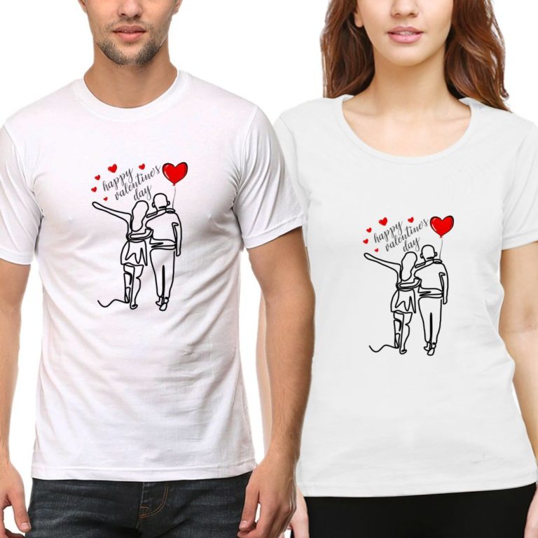 Happy Valentine's Day Couple T Shirts (Pack of 2) - Swag Swami