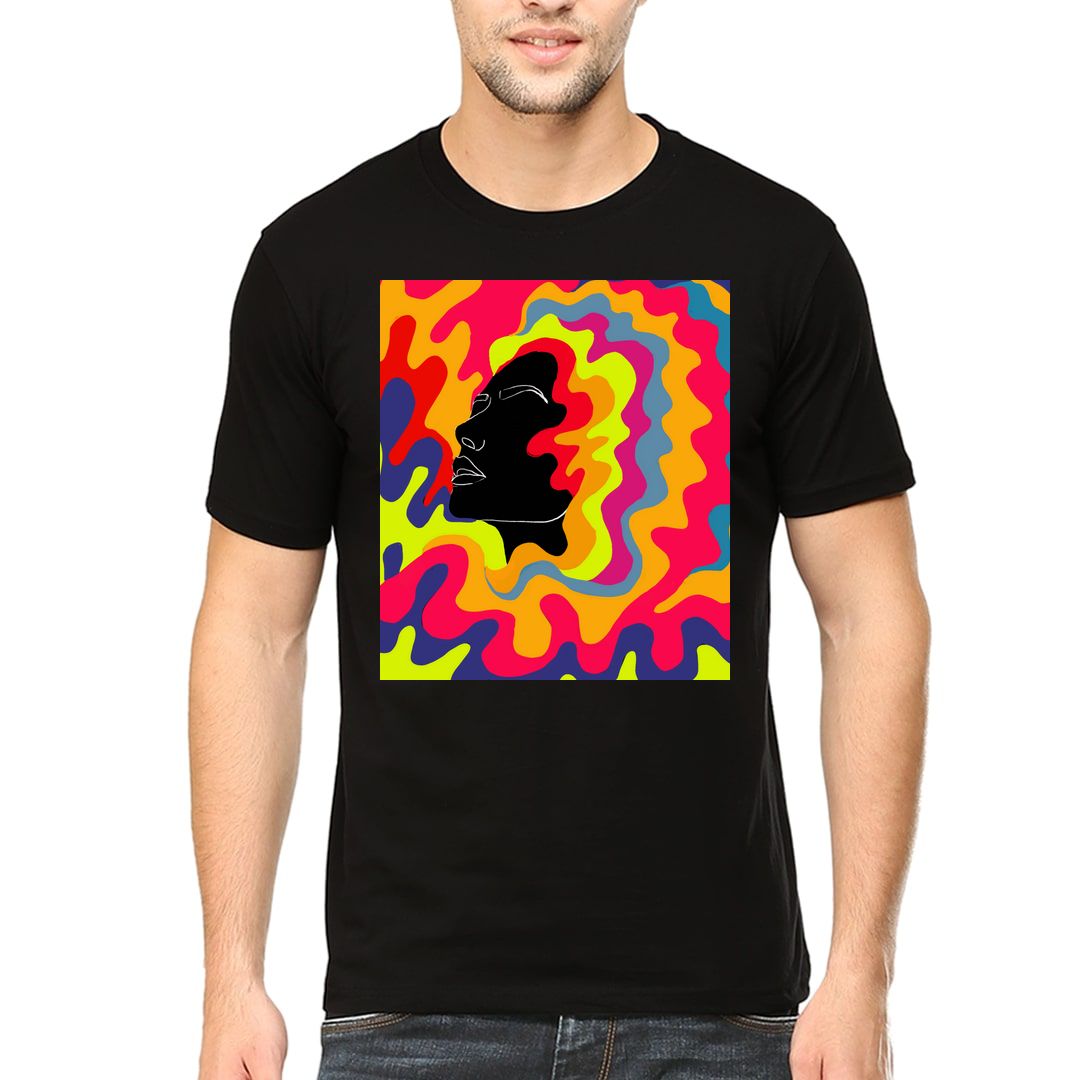 D8c10103 Trippy Thoughts Woman Men T Shirt Black Front.jpg