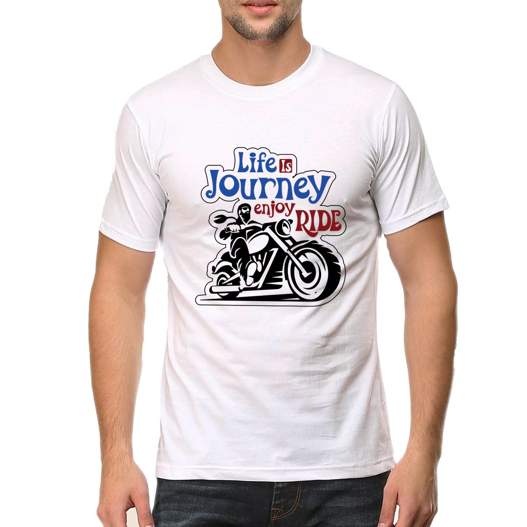 087fbda4 Life Is Journey Enjoy Ride Men T Shirt White Front.jpg