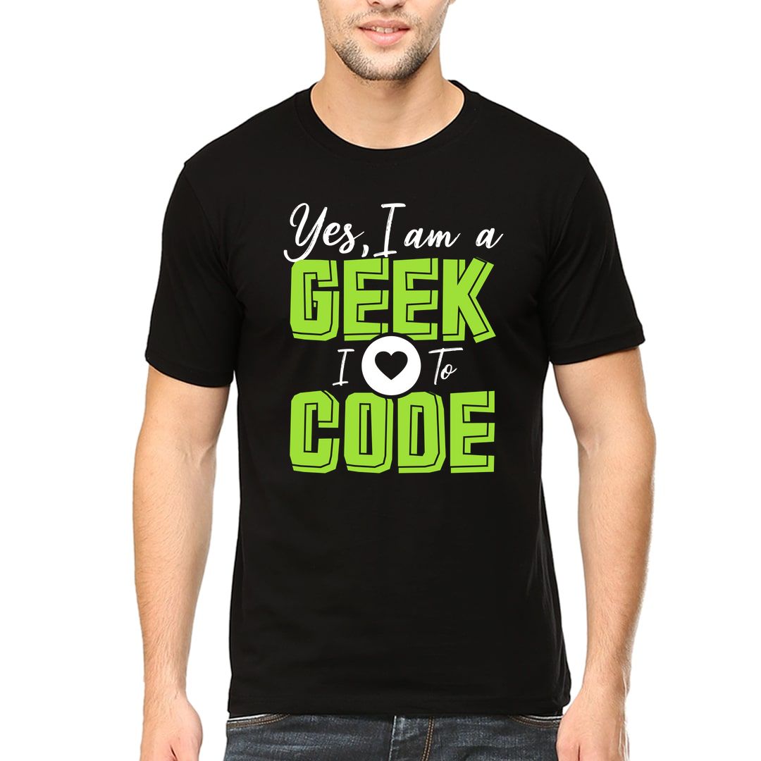 5cd425fc Yes I Am A Geek I Love To Code Men T Shirt Black Front.jpg