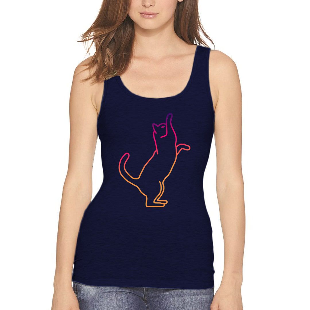 5d20f184 Cool And Cute Cat Playing Women Tank Top Navy Front.jpg